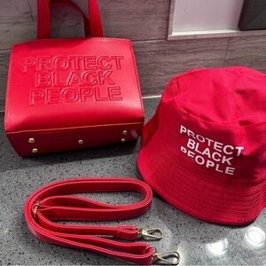 Protect Black People purse and bucket hat. Red.